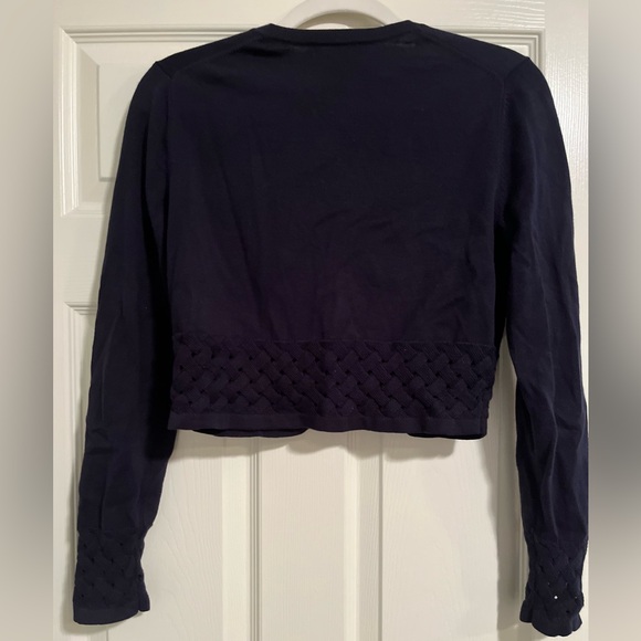 Brooks Brothers cropped crochet navy button cardigan small - Picture 2 of 3